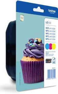 BROTHER LC-123 ink cartridge cyan magenta and yellow standard capacity 1-pack blister without alarm