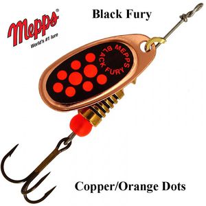 Sukriukė Mepps Black Fury Copper Orange Dots 6.5 g
