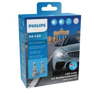 LED lemputės H4 Ultinon Pro6000 Philips | Legalios keliuose  | 11342U6000X2