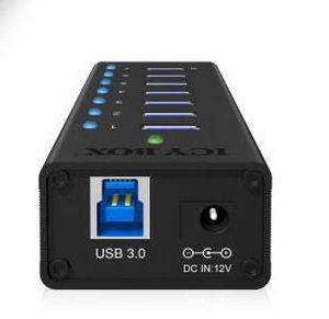 ICY BOX IB-AC618 7x Port USB 3.0 Hub with USB charge port Black