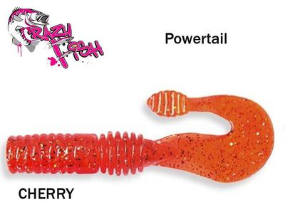 Guminukas aromatizuotas Crazy Fish Powertail CHERRY 7cm Žuvies