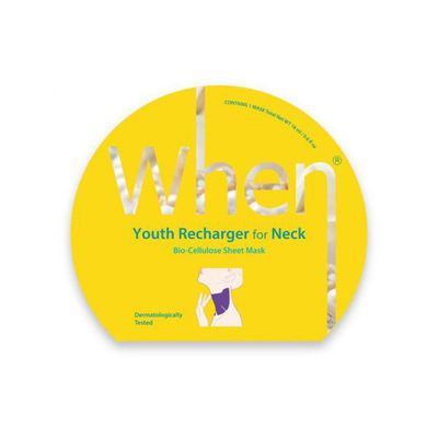 WHEN® Youth Recharger For Neck Bioceliuliozinė lakštinė kaklo kaukė su perlų ekstraktu, 1vnt