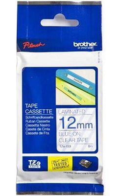 Brother TZ-E133 12mm Blue on Clear P-Touch Label