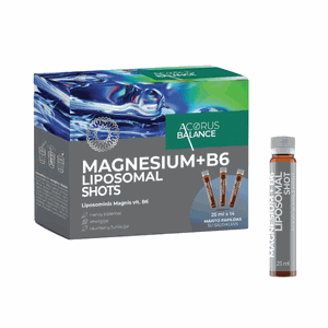 ACORUS BALANCE liposominis geriamasis tirpalas vienadoziuose buteliukuose Magnesium + vit. B6, 25 ml, N14