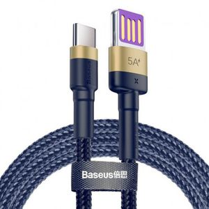 Baseus Cafule HW USB-C Quick Charging Cable 1m, 40W, 5A, QC 3.0, Blue / Gold - greito įkrovimo kabelis
