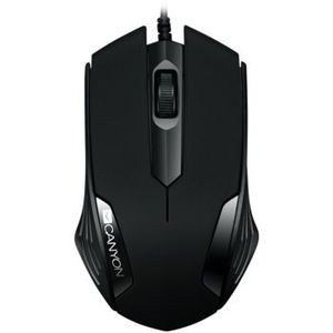 CANYON CM-02, wired optical Mouse with 3 buttons, DPI 1000, Black, cable length 1.25m, 120*70*35mm, 0.07kg