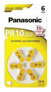 Panasonic PR 10 Zinc Air 6 pcs. Hearing Aid Cells