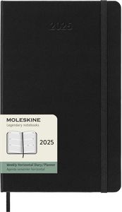 Kalender-märkmik Moleskine 2025 13x21cm, nädal, kõvad kaaned, must