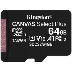 KINGSTON 64GB micSDXC Canvas Select Plus 100R A1 C10 Single Pack w/o ADP