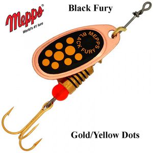 Sukriukė Mepps Black Fury Copper Yellow Dots 3.5 g