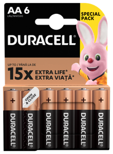 Baterijos DURACELL AA, LR6, 6vnt