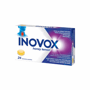 Inovox honey lemon 2 mg/0,6 mg/1,2 mg kietosios pastilės N24