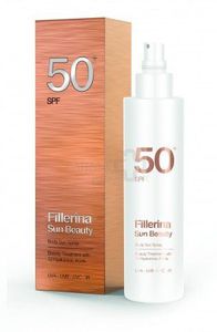 FILLERINA Sun Beauty kūno purškiamas kremas nuo saulės – SPF 50+ su Fillerina® 12 hialurono rūgščių molekulėmis 200ml