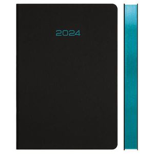 *Kalendorius-užrašų knygutė Duo 2024 A5 diena per puslapį, kietu viršeliu ,  juodos /mėlynos spalvos