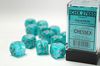 Chessex Cirrus 16mm d6 with pips Dice Blocks (12 Dice) - Aqua w/silver