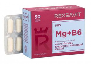 Maisto papildas REXSAVIT LIPO liposominis Mg+B6 N30 kaps.