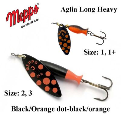 Sukriukė Mepps Aglia Long Heavy Black/Orange Dots-Black/Orange 8 g