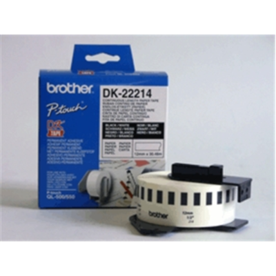 Brother DK-22214 Continuous Length Paper Label Black, White, DK, 12mm, 30.5 m