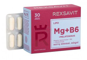 Maisto papildas REXSAVIT LIPO liposominis Mg+B6+MELATONINAS N30 kaps.