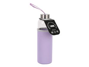 Borosilikatinis stiklo butelis Itotal su violetinės sp. neopreno įmaute, 500 ml