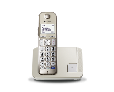 Telefonas Panasonic Cordless KX-TGE210FXN Built-in display Caller ID Champagne Conference call Phonebook capacity 150 entries Speakerphone