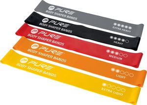 Gumos Pure2Improve Resistance Bands Set of 5 Black, Grey, Orange, Red, Yellow, Foam, Rubber