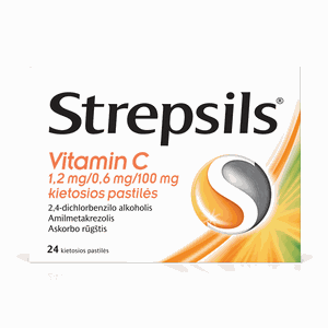 Strepsils Vitamin C 1,2 mg/0,6 mg/100 mg tabletės N24