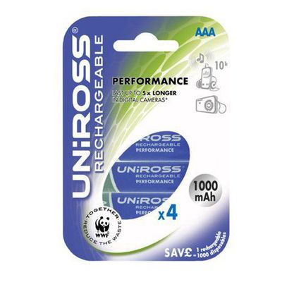 Uniross AAA (R03 Micro), 1000mAh 10 hours, 4 vnt.