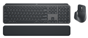Logitech MX Keys Combo for Business Gen 2 Belaidė klaviatūra ir pelė + Atrama riešui, DE, Graphite