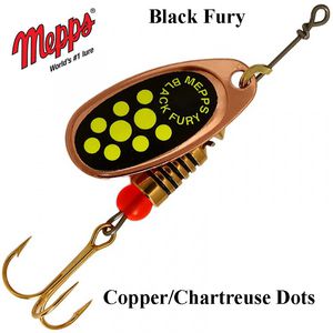 Sukriukė Mepps Black Fury Copper Chartreuse Dots 6.5 g