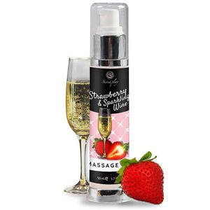 Masažo aliejus Strawberry &amp; Sparkling Wine (50 ml)