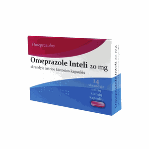 Omeprazole Inteli 20 mg skrandyje neirios kietosios kapsulės N14