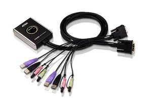 Adapteris Aten 2-Port USB DVI/Audio Cable KVM Switch with Remote Port Selector