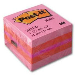 Lipnūs lapeliai Post-it, 51x51mm, 400 lapelių, rožinės spalvos