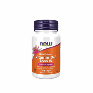 NOW Vitamin D-3 5000 IU High Potency minkštosios kapsulės N120