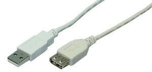 LogiLink USB2.0 extension cable A-A male-female grey 2m