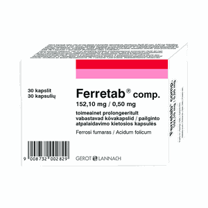 Ferretab 152,10 mg/0,50 mg pailginto atpalaidavimo kietosios kapsulės N30