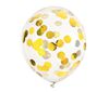 Skaidrūs balionai su auksiniu konfeti viduje 30 cm (6 vnt.)