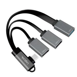USB3.2 Hub USB-C/M 90, to 3xUSB-A/F, 0.15m