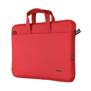Trust Bologna Eco-friendly slim laptop bag made of recycled PET materials; for laptops up to 16 inches - Red