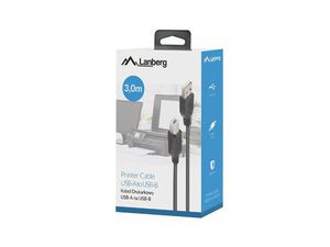 Lanberg Cable USB-A(M)-USB-B(M) 2.0 CA-USBA-15CU-0030-BK 3m