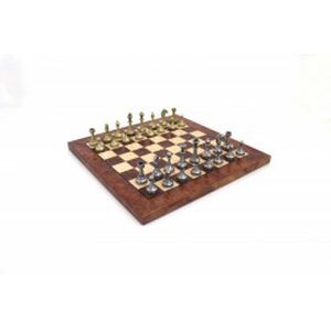 Metalinių šachmatų komplektas su guobos medienos šachmatų lenta N°016