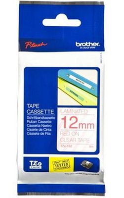 Brother TZe-132 Laminated Tape Red on Clear, TZe, 8 m, 1.2 cm