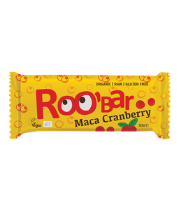 Ekologiškas batonėlis su spanguolėmis ir maca – Roobar