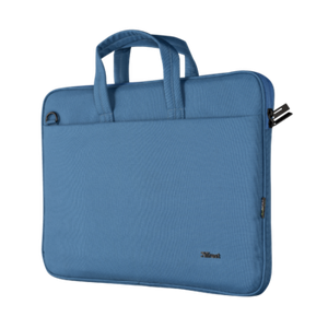 Trust Bologna Eco-friendly slim laptop bag made of recycled PET materials; for laptops up to 16 inches - Blue