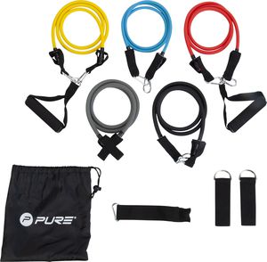 Gumos Pure2Improve Exercise Tube Set Black, Blue, Grey, Red and Yellow, Foam, Rubber