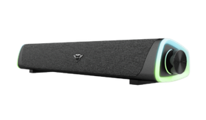 Trust GXT 620 Axon RGB Illuminated Gaming Soundbar with rainbow wave lighting and easy-to-reach volume control