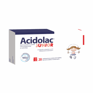 ACIDOLAC Junior braškių skonio meškiuko formos tabletės N20