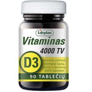 Lifeplan 4000TV vitaminas D3 tabletės N90