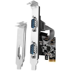 PCI-Express card with two 250 kbps serial ports. ASIX AX99100. Standard  and  Low Profile.